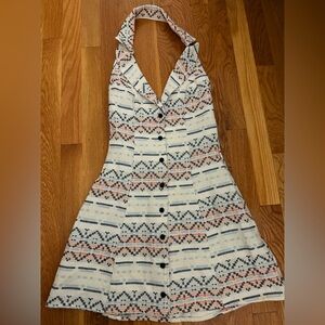 Vanessa mooney Valentina Printed halter mini dress size XS